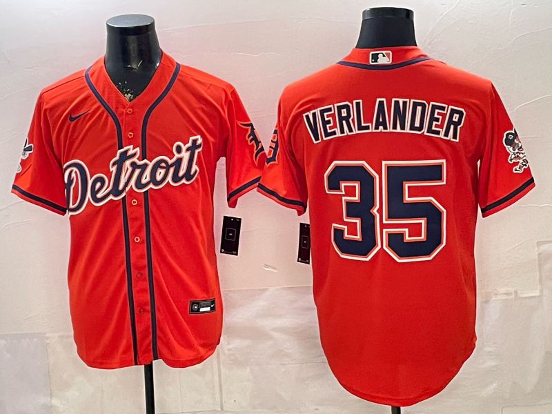 Men Detroit Tigers #35 Verlander orange Game Nike MLB Jersey0321005->detroit tigers->MLB Jersey